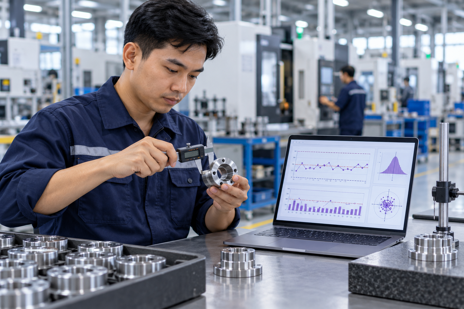 Quality AI hỗ trợ kỹ sư đo linh kiện và theo dõi biểu đồ SPC trong quản lý chất lượng